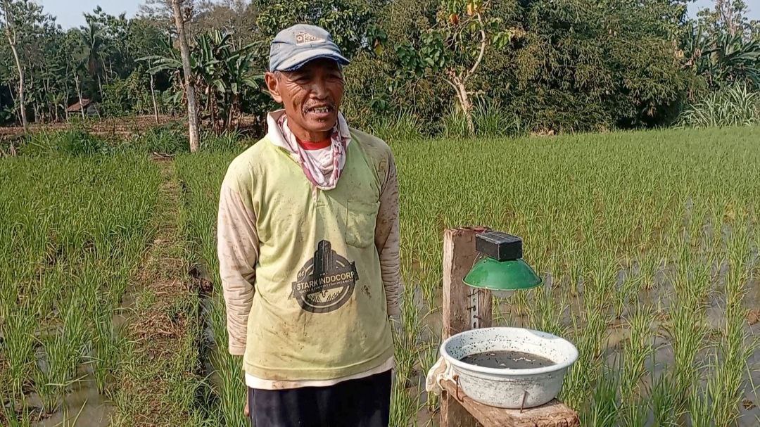 Pemasangan Light Trap Bertenaga Surya, Inovasi Pengendalian Penggerek Batang Padi di Kelompok Tani Tunas Jaya Desa Cempaka Timur