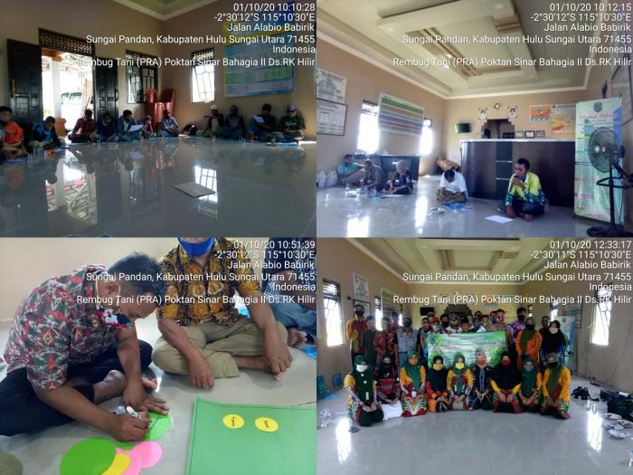 Kegiatan Rembug Tani (PRA / Participatory Rural Appraisal) Di Kelompok Tani Sinar Bahagia II Ds. Rantau Karau Hilir Kec. Sungai Pandan