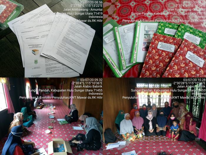 Penyuluhan & Evaluasi Penyuluhan "Administrasi Kelompok Tani" di KWT Mawar Ds. Rantau Karau Hilir Kec. Sungai Pandan