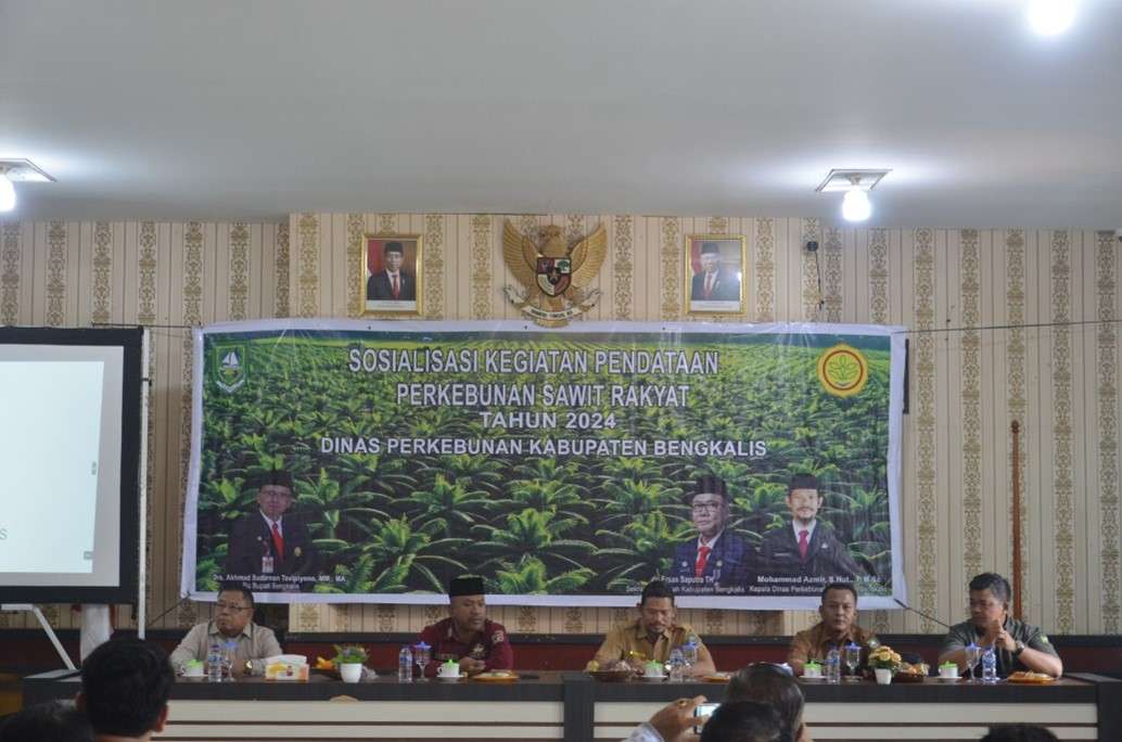 SOSIALISASI PENDATAAN PERKEBUNAN SAWIT RAKYAT OLEH DINAS PERKEBUNAN KAB BENGKALIS