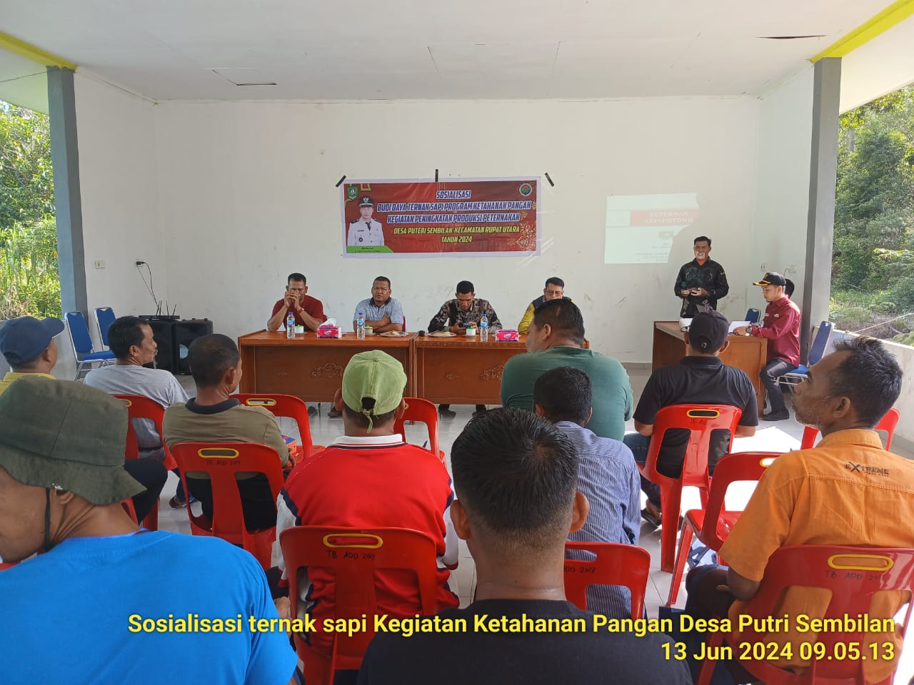 Sosilisasi Budidaya Ternak Sapi Program Ketahanan Pangan Kegiatan Peningkatan Produksi Peternakan Desa Puteri Sembilan Tahun 2024
